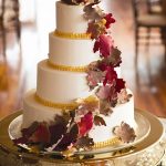 Fall wedding cake with fondant leaves