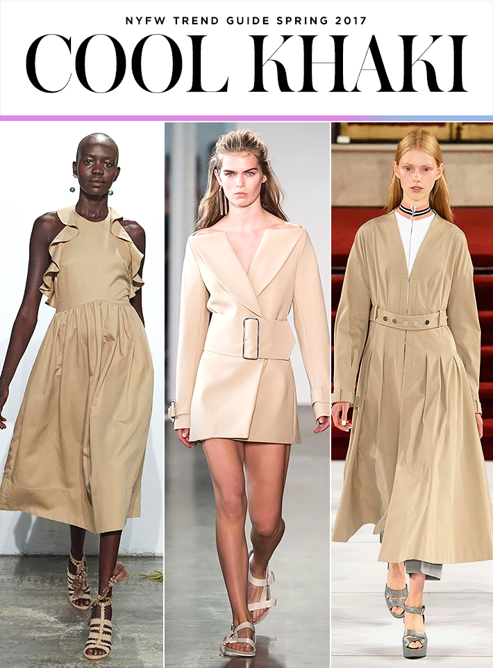Khaki Outfit: In the Mercedes Benz NYC Spring 2017 fashion week, khaki was  a major trend. Every top designer had their models dress in khaki.
