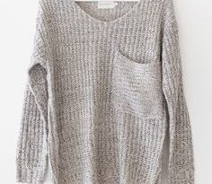 Multi colored knitted sweater with an oversized fit and a large front  chest… Gray Sweater
