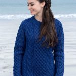 Handknit New Wool Honeycomb Stitch Aran Sweater - Nightshade
