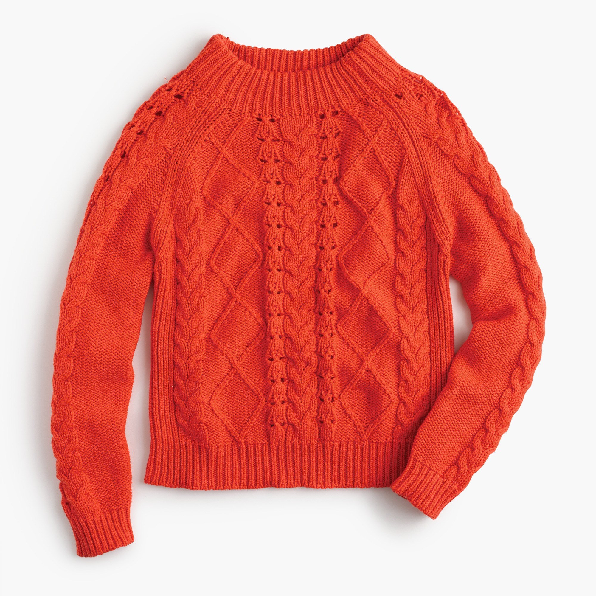 mockneck cable-knit sweater : women pullovers