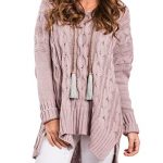 VERABENDI Womens Long Sleeve Fall Pullover Cable Knit Loose Leisure Stylish Knit  Sweaters Tops Dusty Pink
