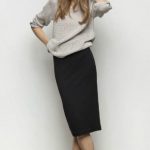 Such a good way to wear a pencil skirt - with ankle booties and a slightly  slouchy knit.