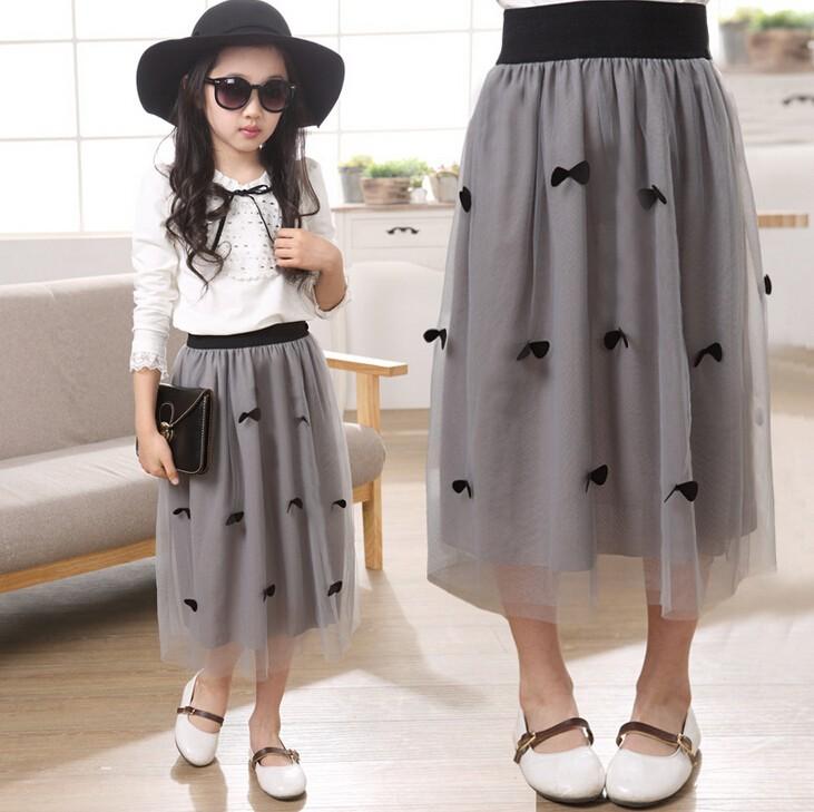Girl Summer Lace Skirt Girl Fashion Skirt,girl Skirts With Butterfly Gray  Color For