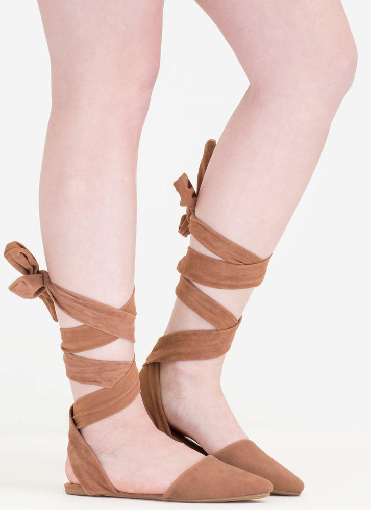 Stage Prep Pointy Lace-Up Flats CAMEL