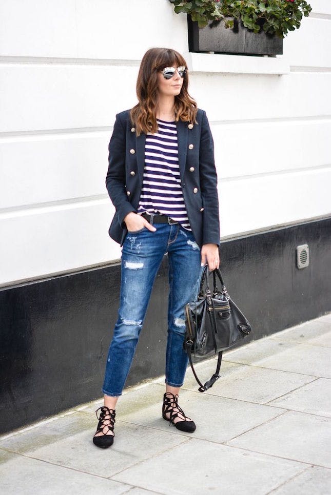 Lace Up Flats With Denim