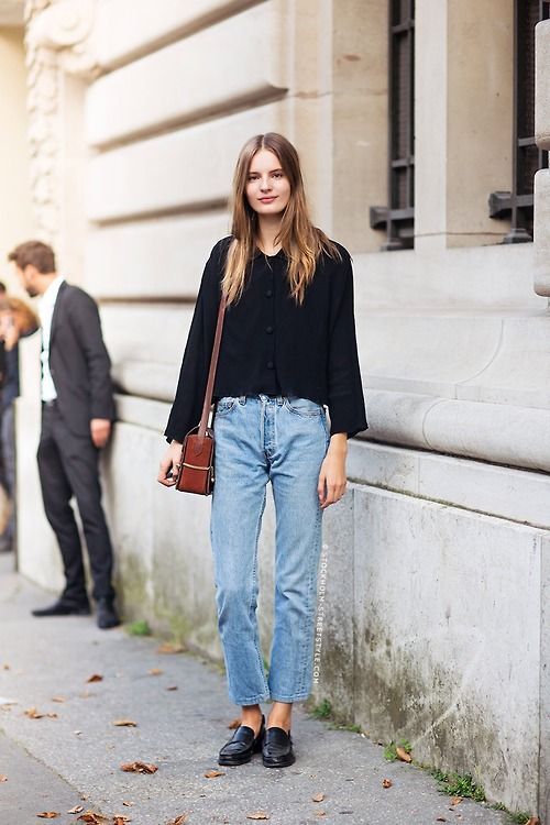 Loafers And Denim Street Style Looks