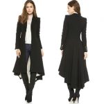 British Style Tuxedo Manteau Femme Black Long Coats For Women