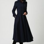 long wool coat Womens coats Navy Blue coat plus size Coat | Etsy