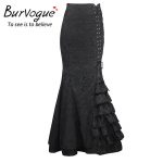 2019 Burvogue High Waist Bodycon Long Skirts Fishtail Lace Up Slim Vintage  Trumpet Skirts Stylish Long Mermaid Skirt For Women From Fenghuangmu,