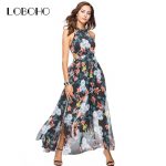 2019 Chiffon Maxi Dress Summer 2018 Fashion Holiday Sexy Women Dress With  Open Back Halter Boho Style Floral Print Dresses Open Slit From Balljoy,