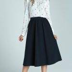 Navy Midi Skirt With Pockets by Lanti