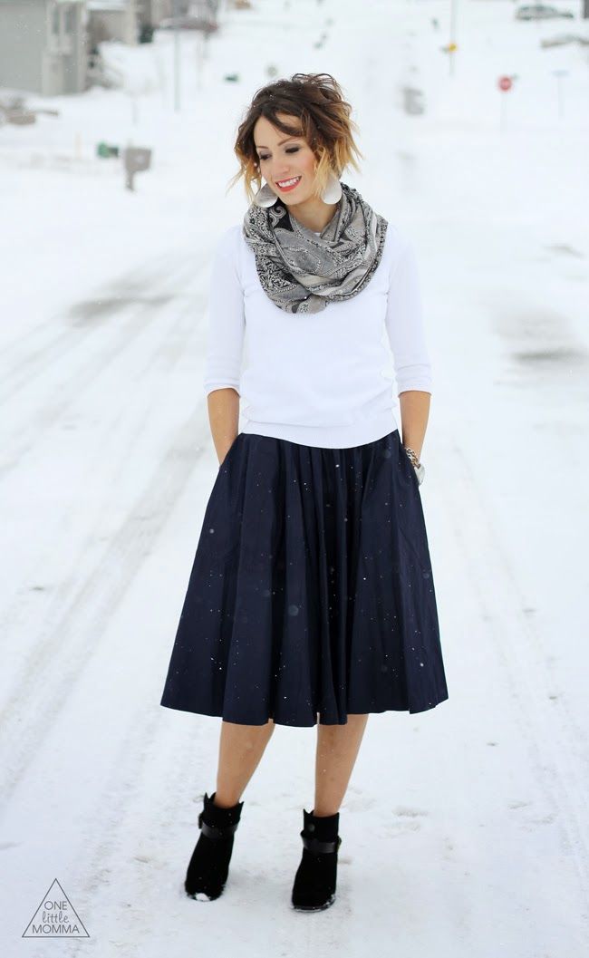 Midi Skirts With Ankle Boots