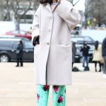 Oversize outerwear warmed up a pair of floaty, printed trousers.