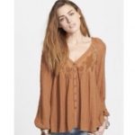 Free People Tops | Embroidered Peasant Top Birchxsnwt | Poshmark