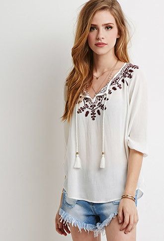 Floral-Embroidered Peasant Top | Forever 21 | #thelatest | forever