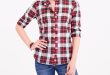 ruffle-front plaid shirt : factorywomen blouses & tops