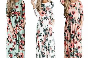 2017 Summer Boho Beach Dress Fashion Floral Printed Women Long Dress Three  Quarter Sleeve Loose Maxi Dress Vestidos Wowen Printed Dress 2017 Spring  Summer