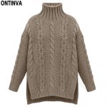 2019 Turtleneck Knitted Twist Pattern Sweater Winter Oversized Girls  Sweaters Tops Woman O Neck Long Sleeve Thick Pullovers Jumper From  Baldwing,