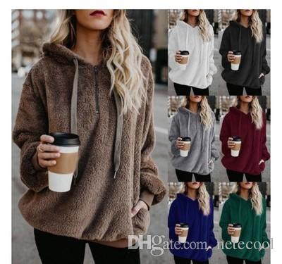 2019 Pullovers Fashion Women Thicken Hoodie Outfit Autumn Winter Women  Casual Pullover 2018 Solid Color Warm Fleece Hooded Plus Size For Female  From