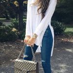 White Shiffon Top + Ripped Jeans + Suede Ankle Boots Source