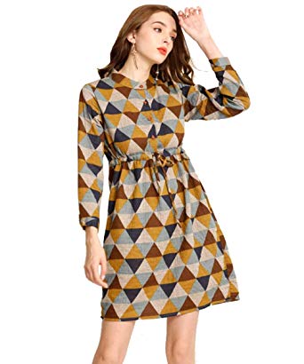 Ashir Aley Womens Plaid Dress Knee Length Button Down Shirt Dresses for  Women Midi Tunic Dresses