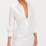 Ruched Side Fitted Shirt Dress