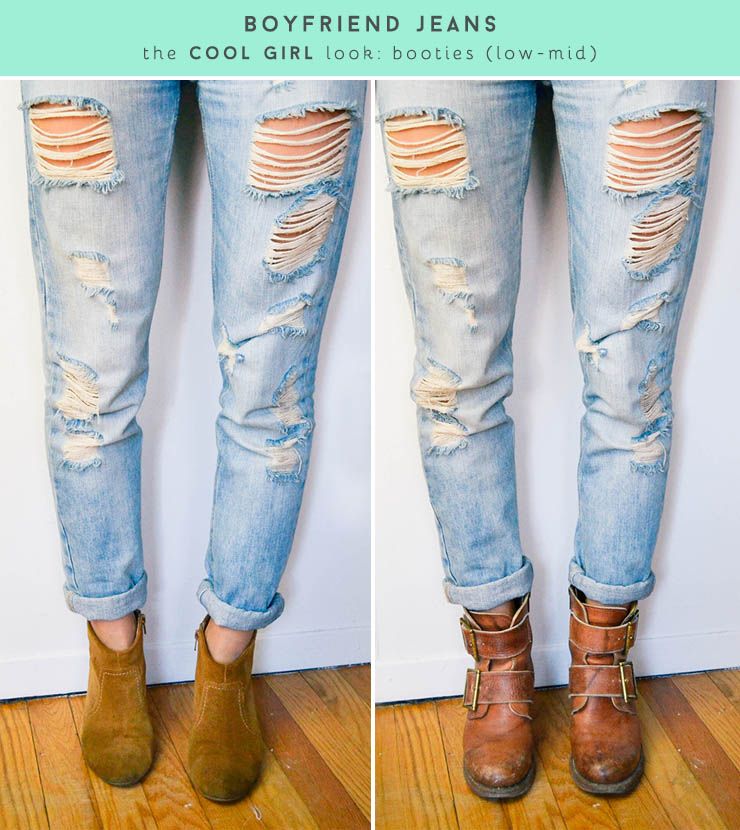 what shoes to wear with boyfriend jeans #booties #ankleboots