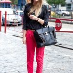 Bright-colored pants and leopard print flats are always a winning  combination. Hot Pink