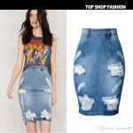 2019 Wholesale Denim Skirt Women Summer Casual Split Jeans Skirts Knee  Length Ladies High Waist Midi Pencil Skirt Jupe En Jean From Thomas88,