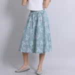 Yichaoyiliang 2018 Summer Japanese Style Embroidery Skirt Knee Length Mori  Girl Floral Print Midi Skirts Bohemia