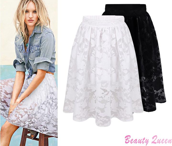 2019 Wholesale Woman Summer Skirts Womens 2015 Fashion White Black Lace  Wild High Waist Midi Skirt Casual Pleated Adult Tutu Skirt Women Y304 From  Jilihua,