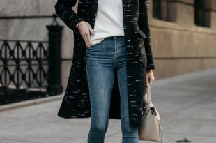 fashionjackson blogger coat sweater jeans shoes bag sunglasses jewels fall outfits  boots ankle boots black coat