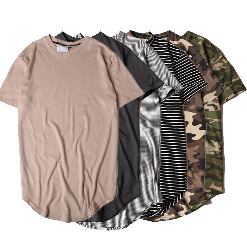 2017 Summer Solid Curved Hem Camo T Shirt Men Longline Extended Camouflage  Hip Hop Tshirts Urban Kpop Tee Shirts Mens Clothing Cool T Shirts For Boys  Online