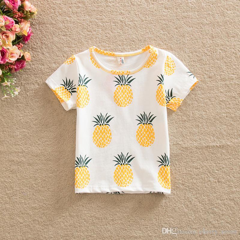 2019 Summer Girls Tops T Shirts Tee Pineapple Printed Shirts Pure Cotton  Casual Short Sleeve New 2017 Kids T Shirt Girl Boys Shirts A6180 From  Cherry_room,