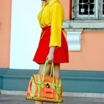 green Zara sandals - yellow vintage shirt - red River Island skirt