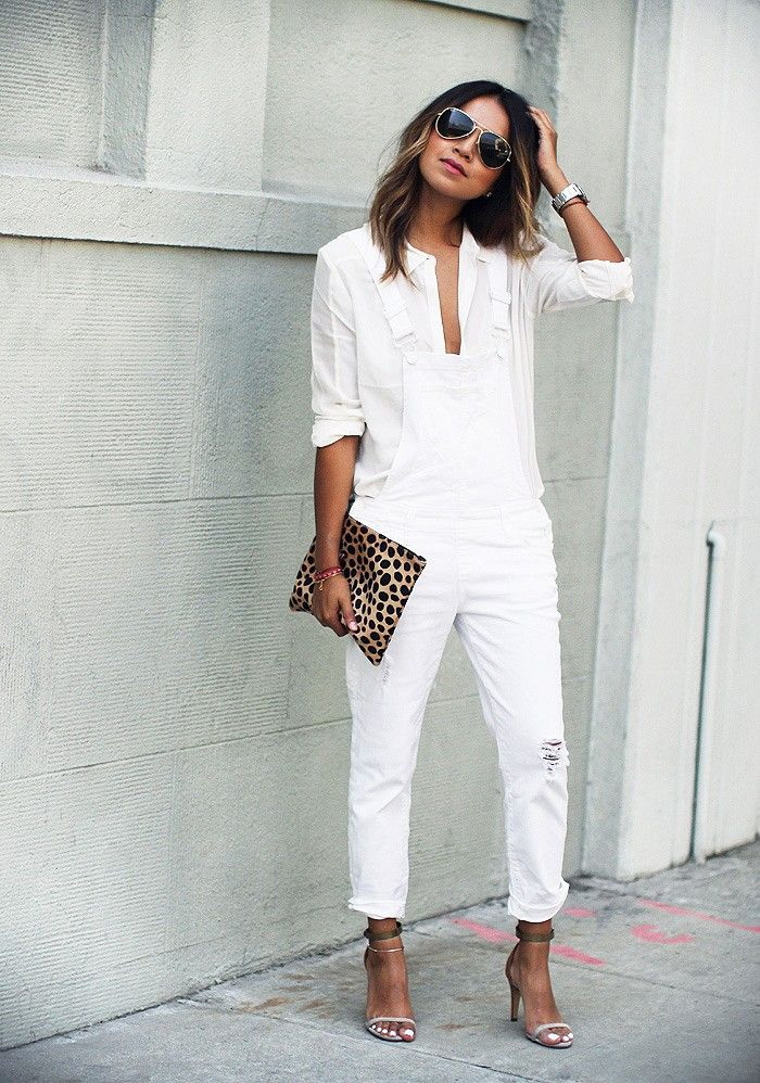 White Overalls Street Style (1)