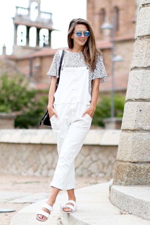 3 Le Fashion Blog 17 Ways To Wear White Overalls Mirrored Sunglasses White  Birkenstock Sandals Via