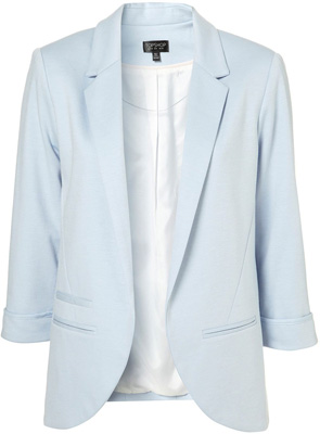 This boyfriend blazer is a great everyday option. Unlike pastel pinks,  which can sometimes be hard to style, this pale blue colour is quite  versatile.