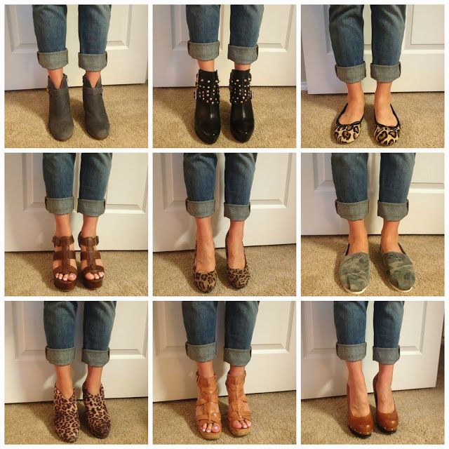 Boyfriend jeans pair well with any shoe! Same jeans, 9 different shoes.