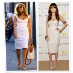 A solid white base leaves lots of room to play with bracelets of varying  sizes, colors and textures. Eva Mendes upped the old-school glamour factor  with a