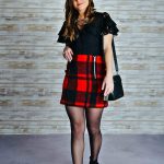 Holiday Outfit, Red Plaid Skirt, Lace Bodysuit, Tilden of To Be Bright