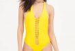 Body Goals Strappy One-Piece Swimsuit YELLOW (Final Sale)