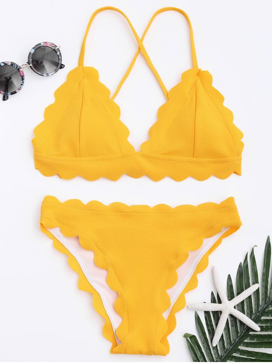 Scalloped Bikini Set - Yellow S