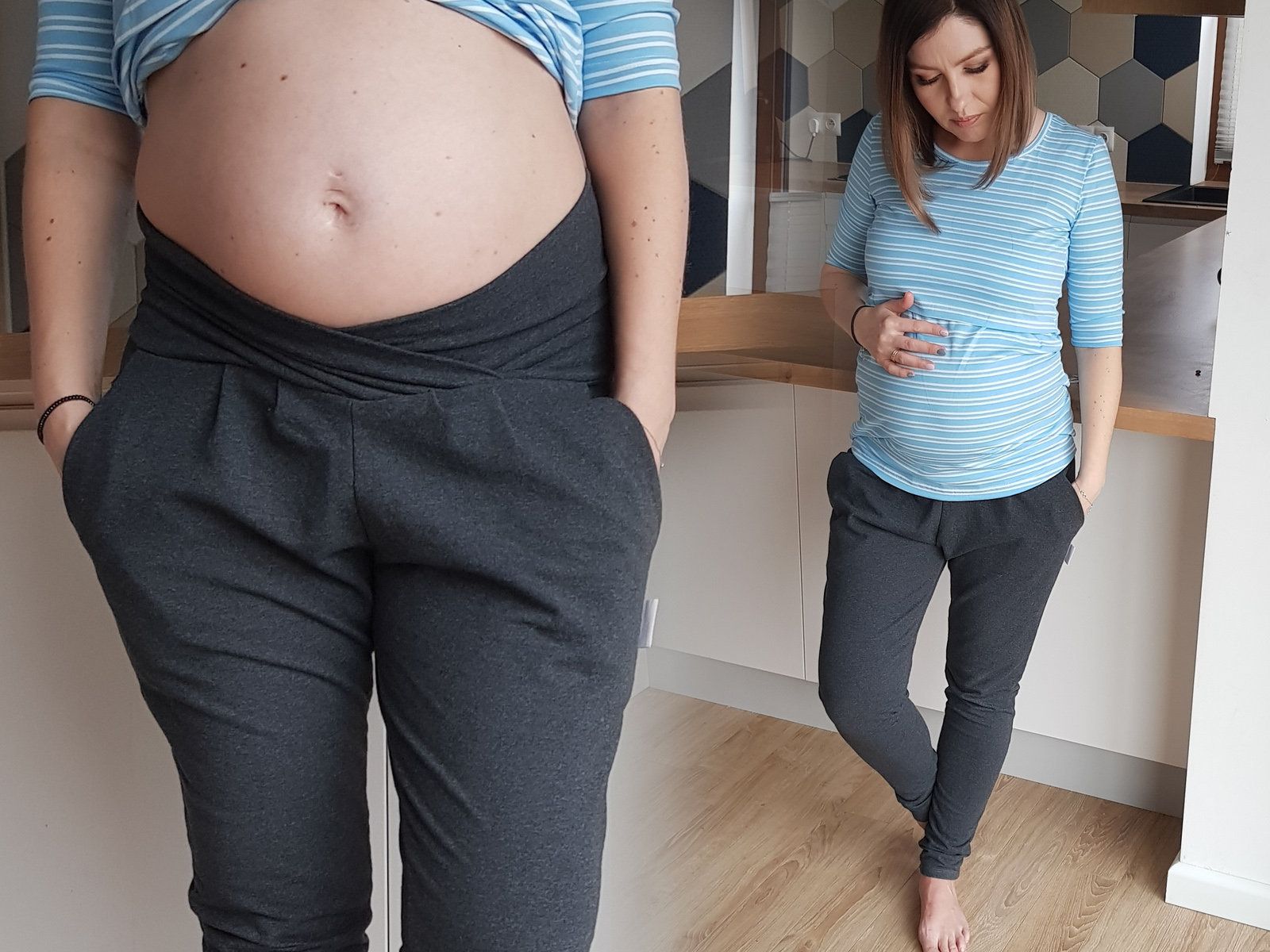 Maternity Trousers/Maternity Pants under-the-bump jersey Graphite