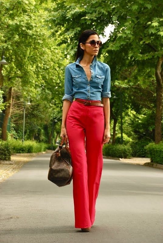 9 ways to wear red pants outfits at work