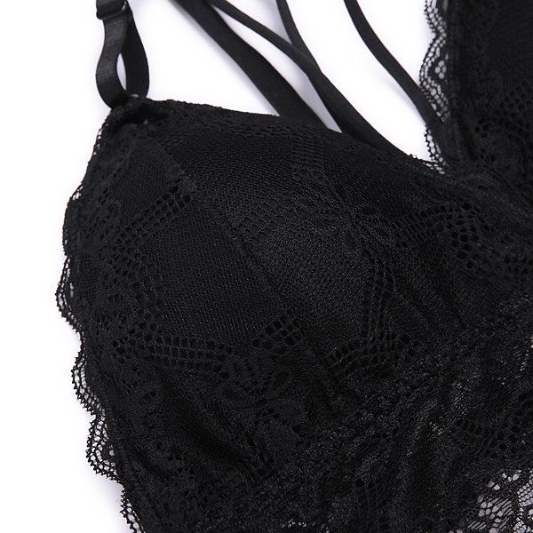 Sexy Deep Plunge Lace-trim Front Criss-cross Lightly Lined Camisole Bra