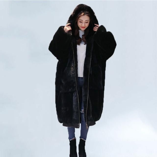 Oversized Winter Faux Fur Coat Women Parka Long Warm Faux Fur Jacket Coats Hoodies Loose Winter Coat Outwear casaco feminino – Silver L