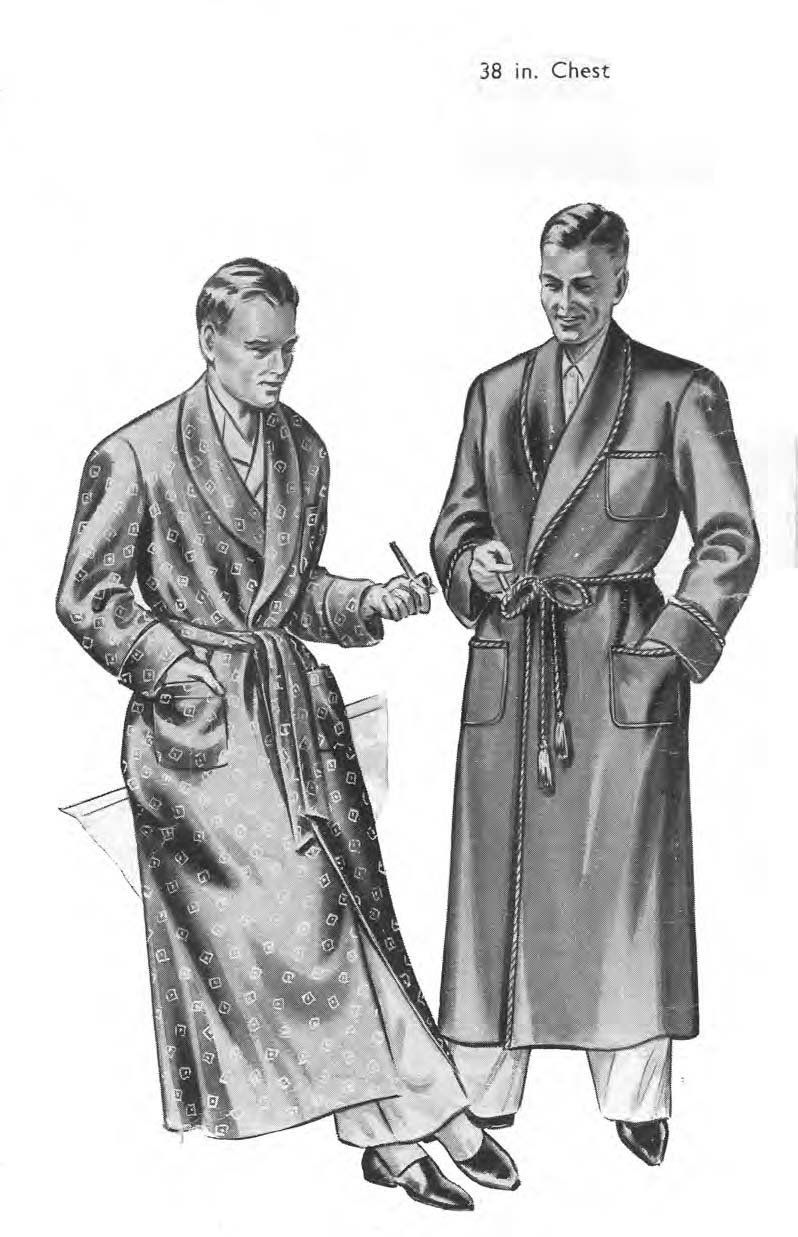 1940’s Vintage Sewing Pattern: Men’s Dressing Gown, Robe, Smoking Jacket. Chest 38″