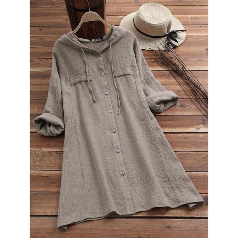 $24.99 Loose Large Size Hooded Dress (4 Colors) – Gray